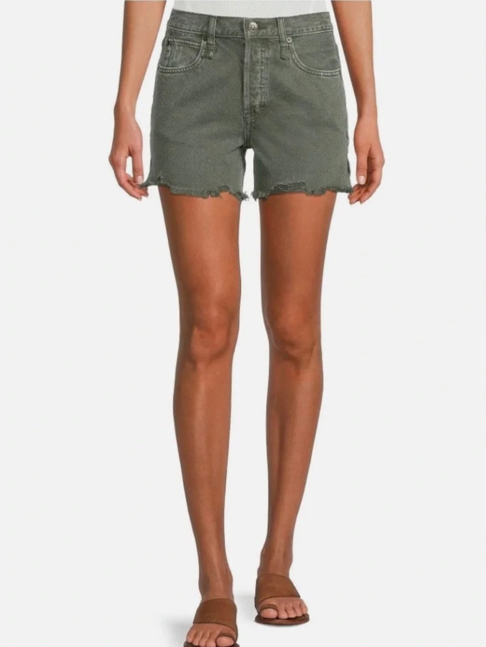 Free People We The Free 100% Cotton Makai Cutoff Denim Jean Shorts 30 Green Boho